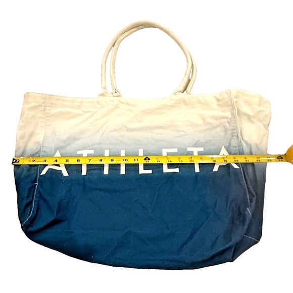 Athleta Tote Bag Gym Blue Ombre Large Canvas Shopping Bag 17.5X13 Travel Open - Picture 4 of 8